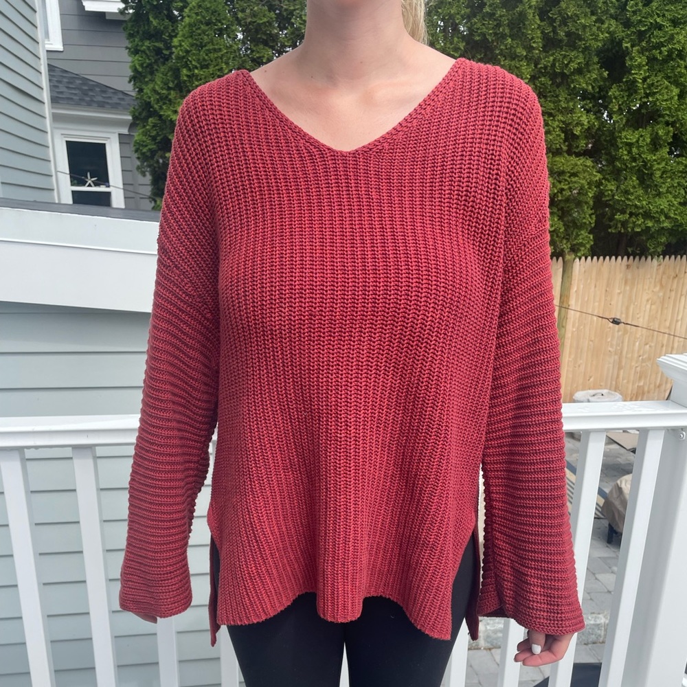 Burnt Orange Oversized Sweater with slits